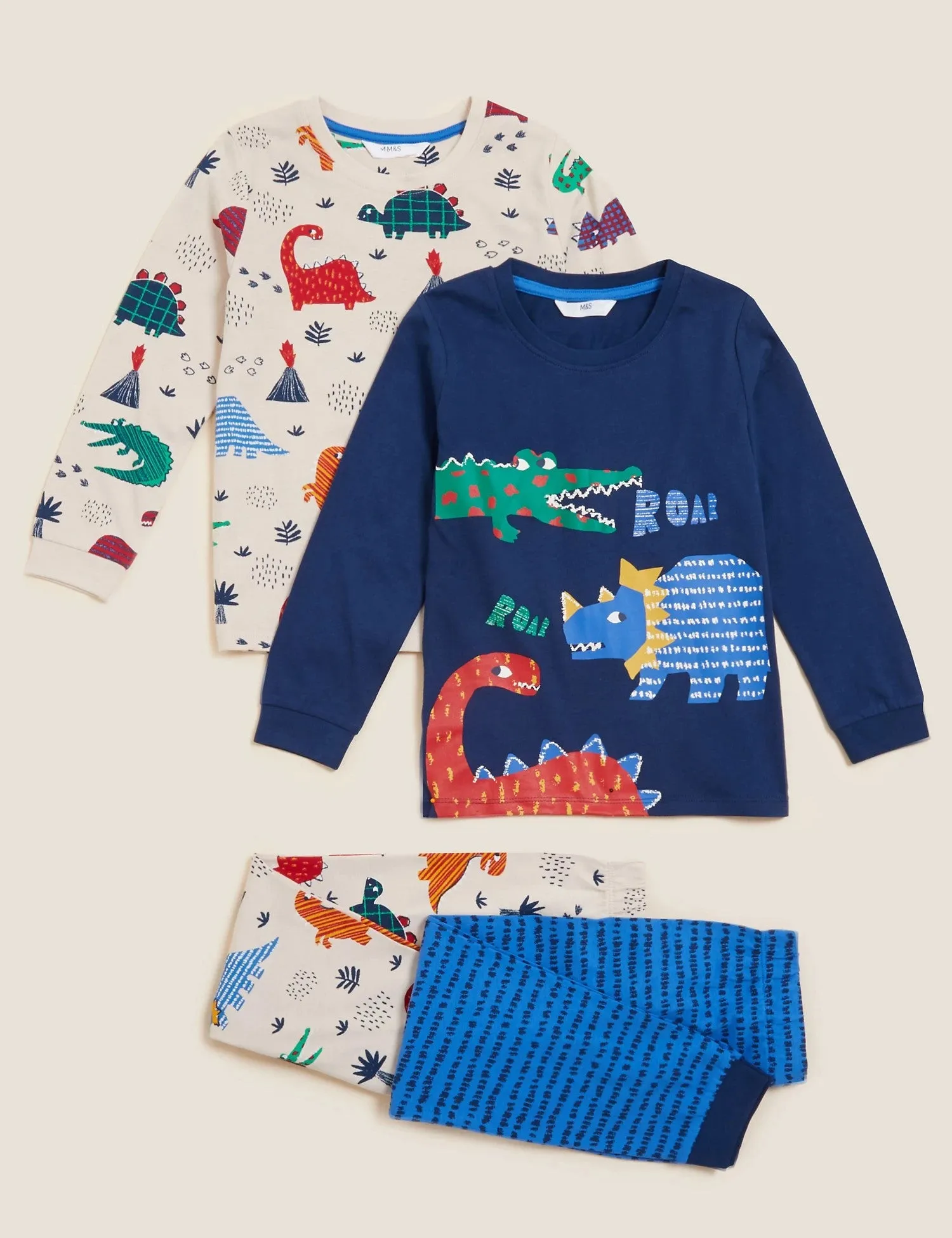 2pk Pure Cotton Dinosaur Pyjama Set