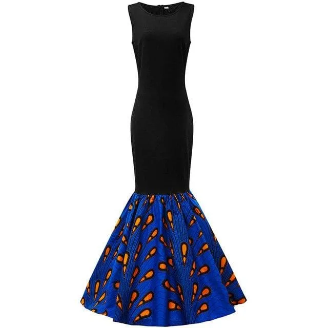 African Print Inspired Maxi Sleeveless with Matching Headwrap