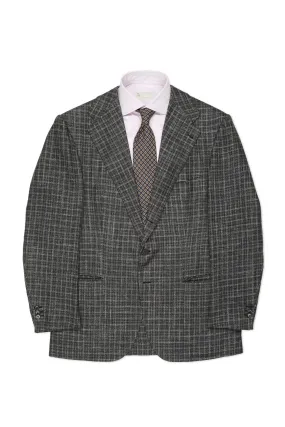 Anglofilo Charcoal/White Check Wool Silk Linen Sport Coat