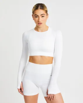 Balance V2 Seamless Long Sleeve Crop Top - White