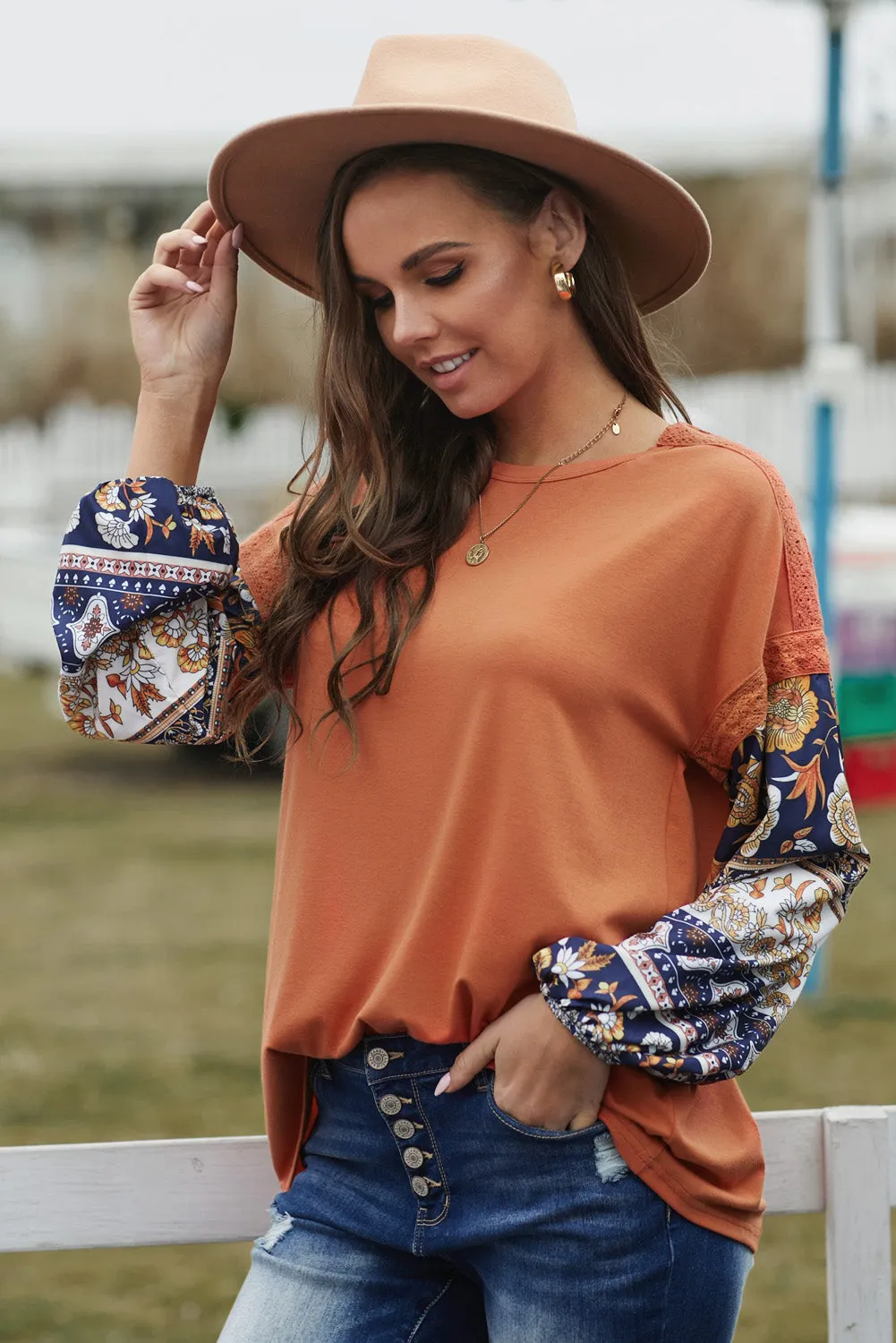 Boho Balloon Sleeve Top