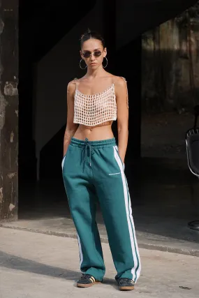 Bottle Green Sporty Straight Fit Pants