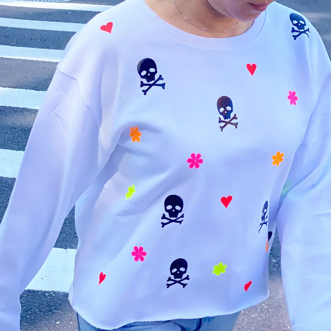 Chris White Long Sleeve Sweatshirt Top - Mini Black Skulls