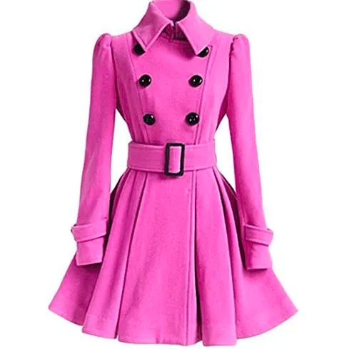 DOUBLE-BREASTED WOMENS BELTED PEACOATS