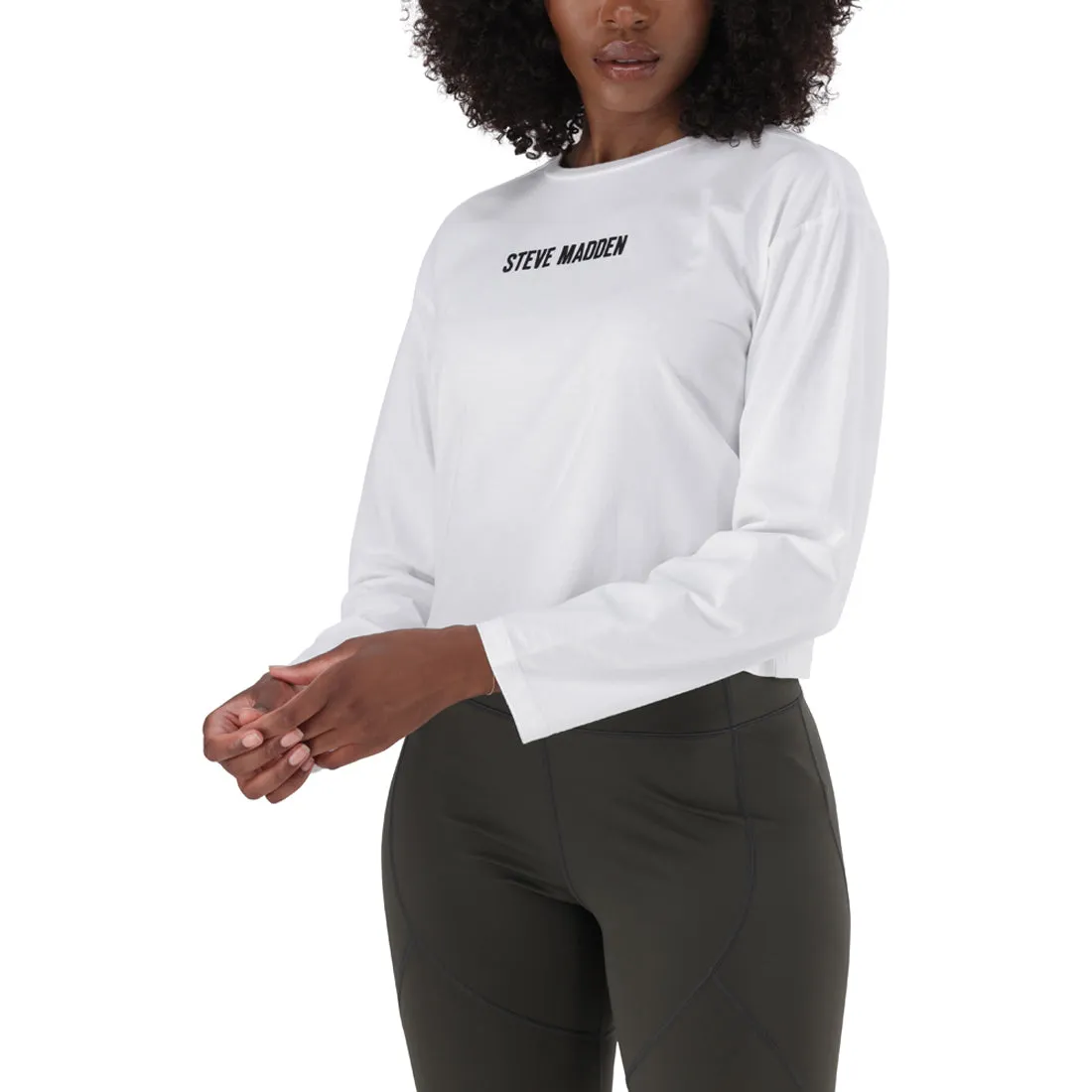 KIM WHITE BOXY LONG SLEEVE LOGO TEE