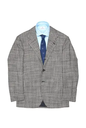 Elegant Grey Wool-Silk Glen Check Sport Coat by Liverano