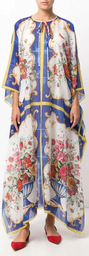 'Majolica' Print Kaftan Dress