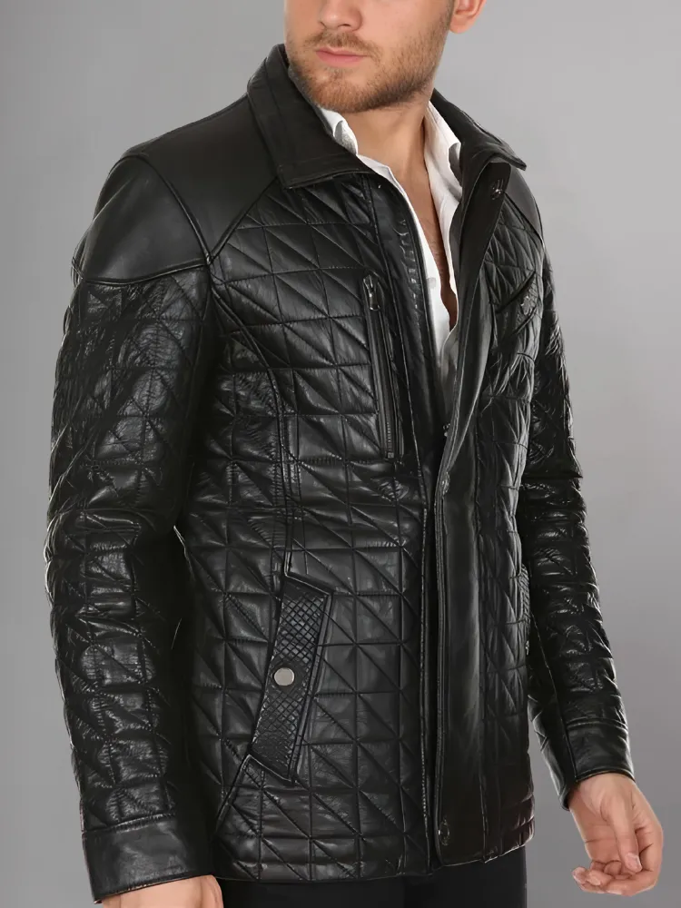 Mens Brown Quilted Jacket