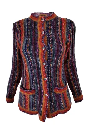 Missoni Vintage Abstract Textured Knit Womens Cardigan, 1990s