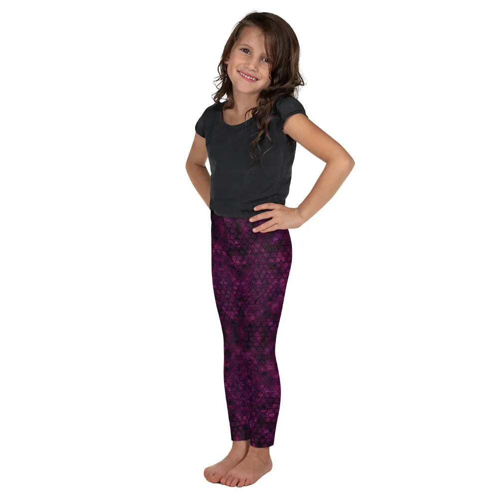 Pink Tie Dye Hex Kid's Leggings, Toddler, Girls and Boys Matching Family Outfits