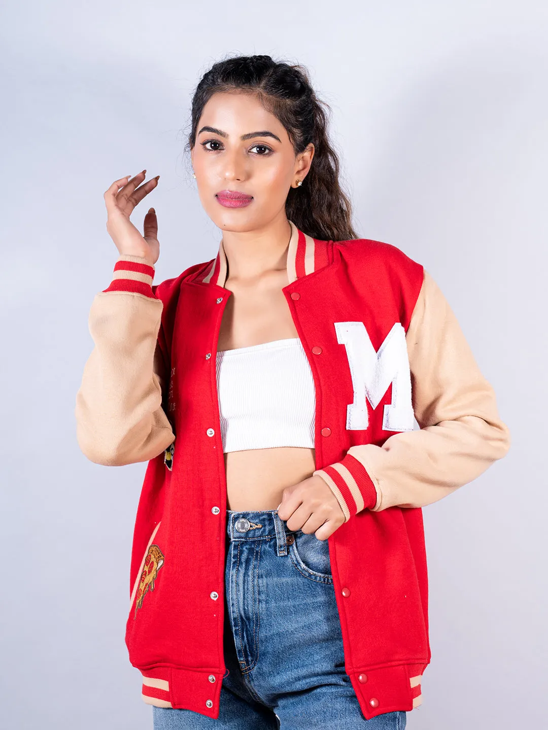 Red Buzz Off M varsity Jacket